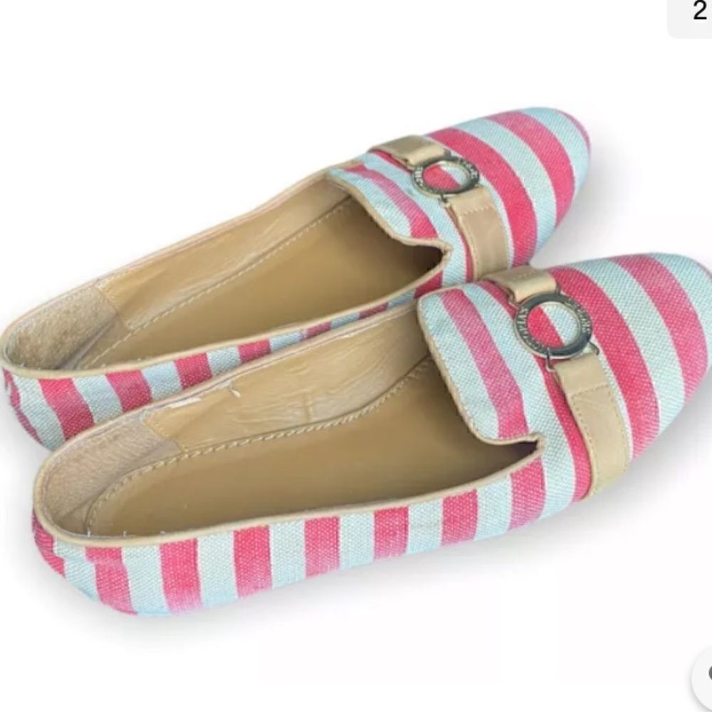victoria secret red and white stripped flats size 10.5 - Picture 2 of 4
